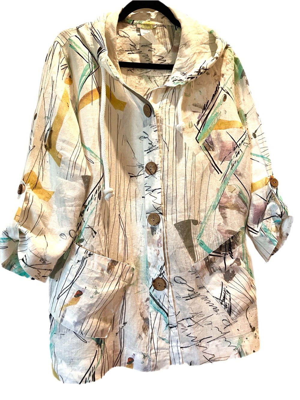 Dolcezza Linen Hooded Jacket - Size L - like new!